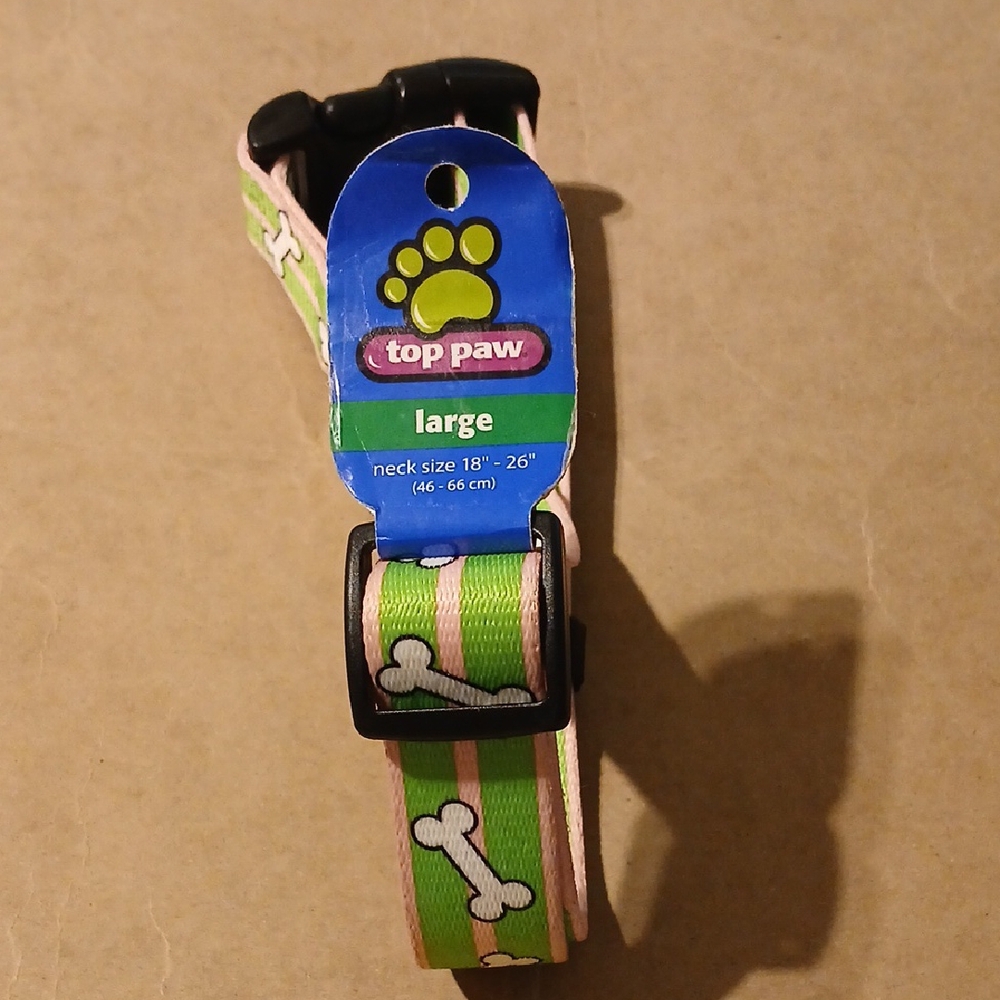 NWT Top Paw Dog Bone Print Collar L
